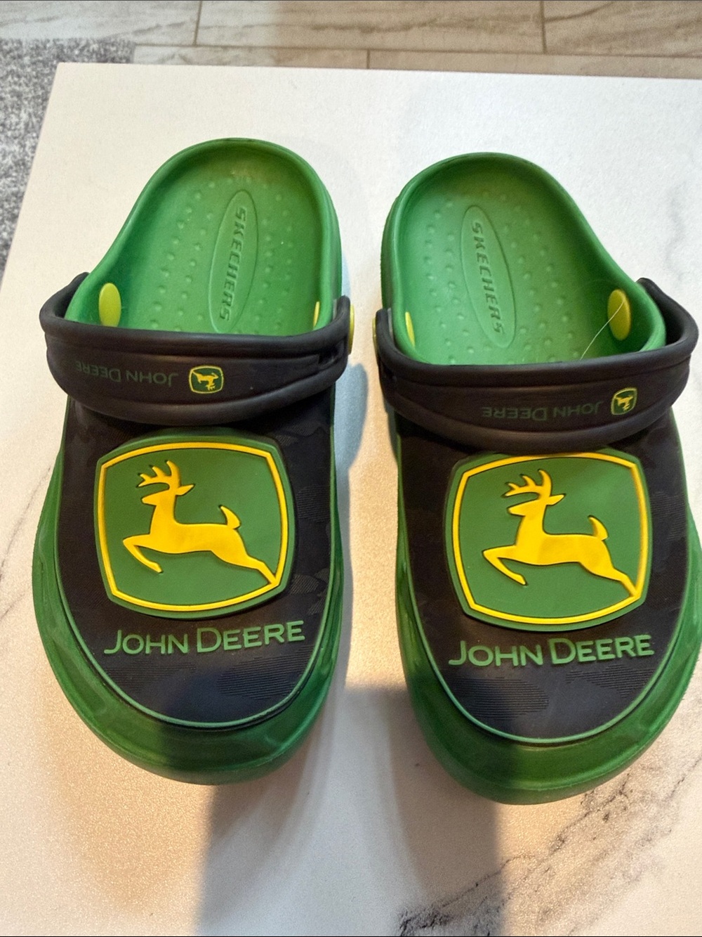 Skechers John Deere Green & Black Kids Clog Sandals with Yellow Logo